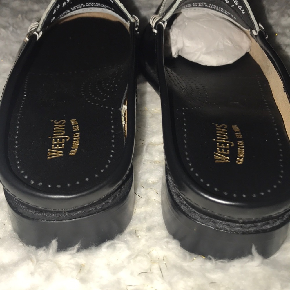 Weejuns Leather Mule Open Back Black White - Picture 5 of 7